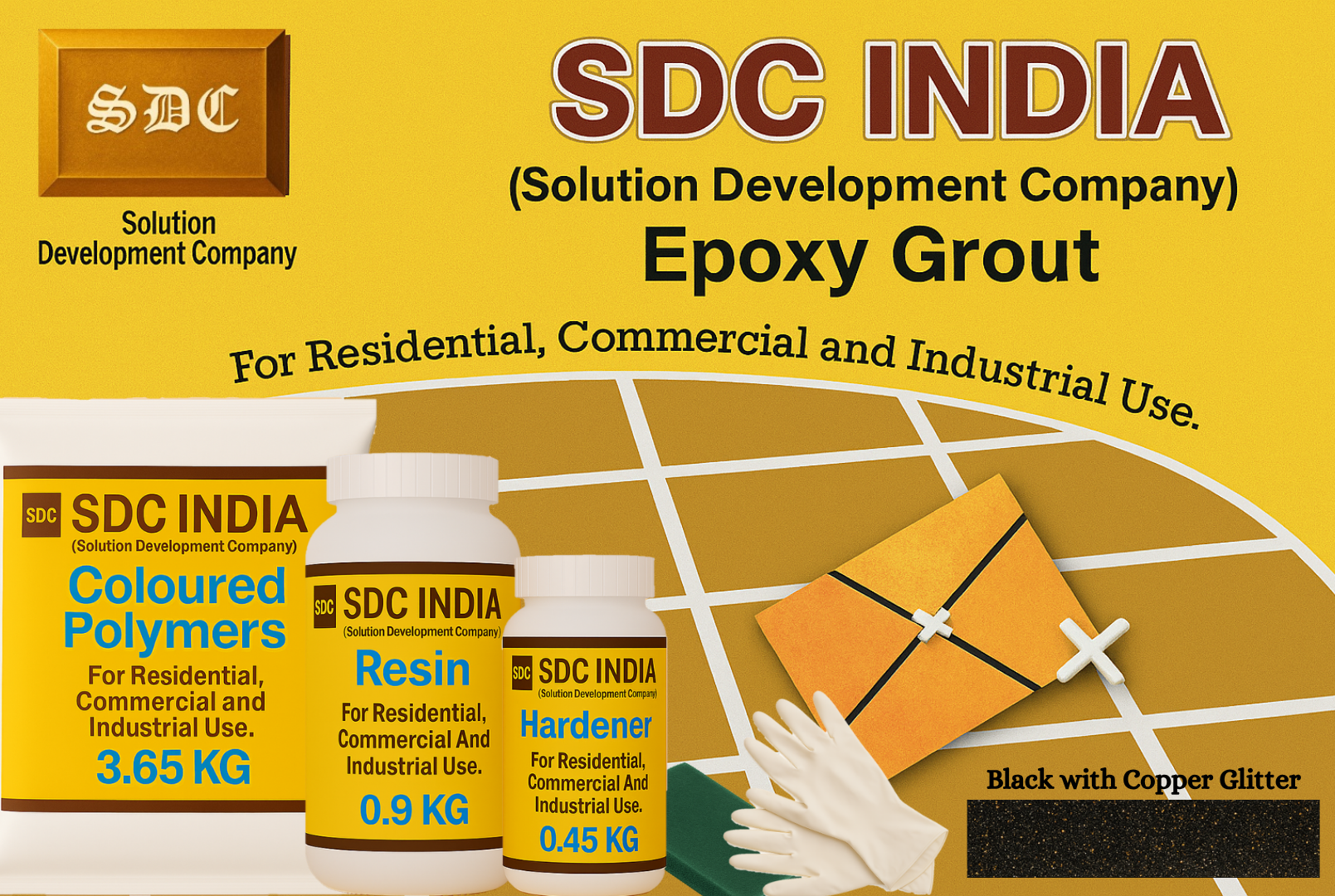 SDC India Black with Copper Glitter Epoxy Grout 5KG Kit