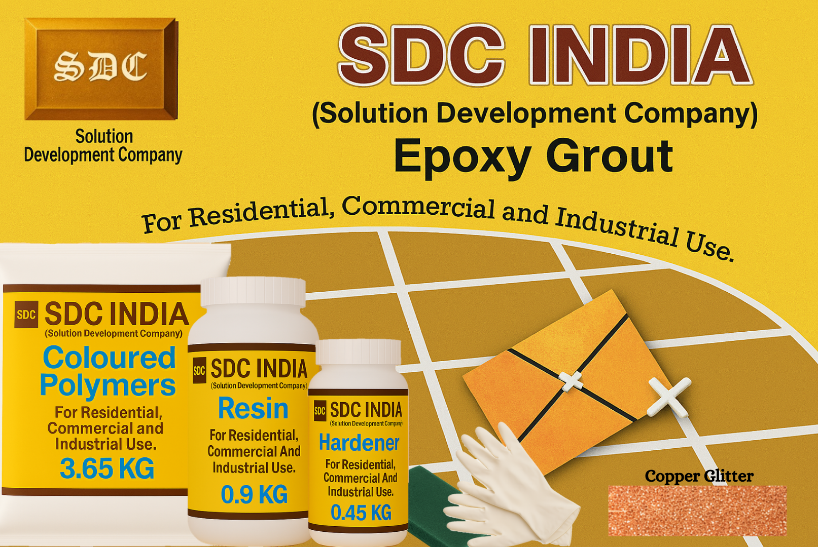 SDC India Copper Glitter Epoxy Grout 5KG Kit