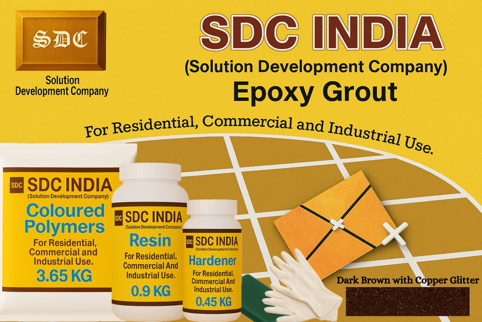 SDC India Dark Brown with Copper Glitter Epoxy Grout 5KG Kit