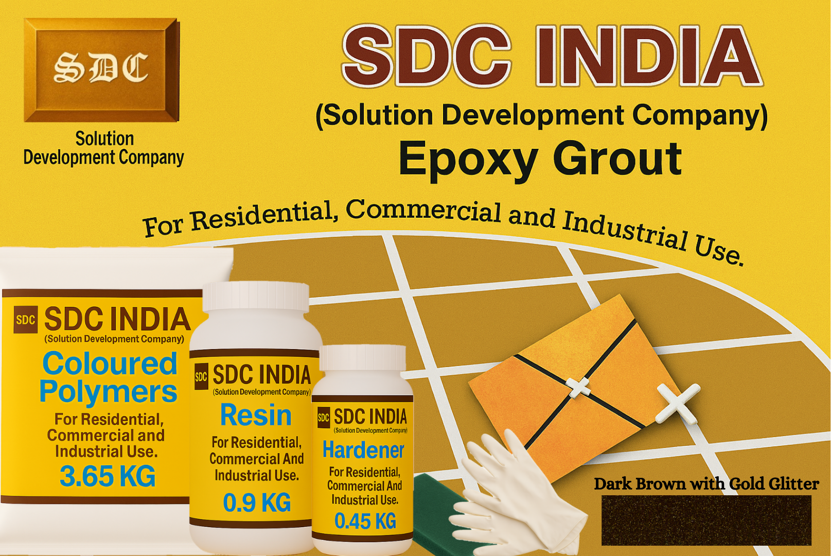 SDC India Dark Brown with Gold Glitter Epoxy Grout 5KG Kit