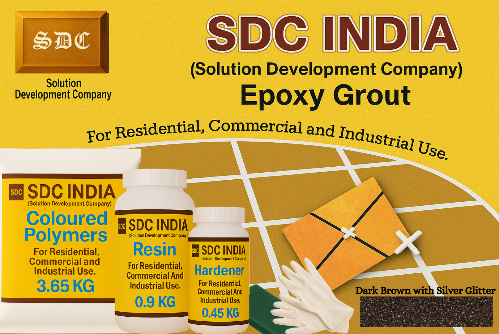SDC India Dark Brown with Silver Glitter Epoxy Grout 5KG Kit