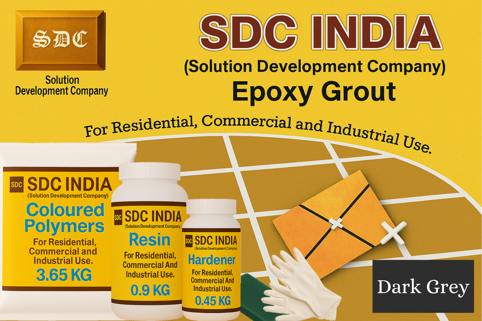 SDC India Dark Grey Epoxy Grout - 5 KG Kit