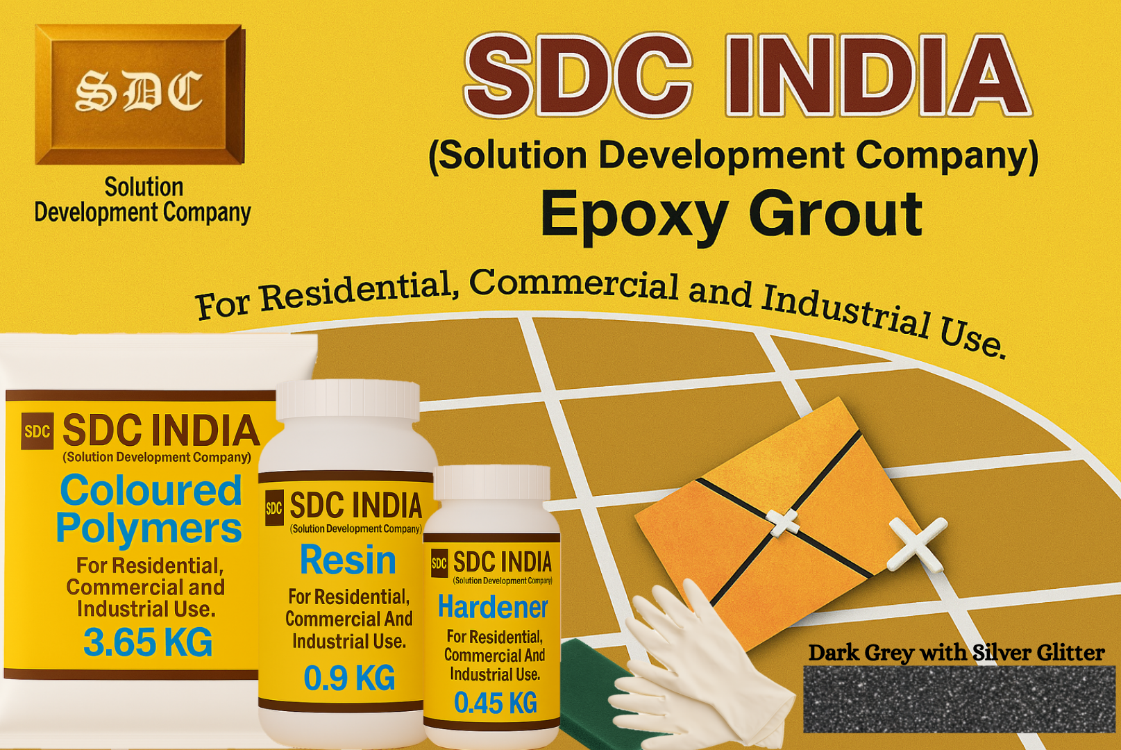 SDC India Dark Grey with Silver Glitter Epoxy Grout 5KG Kit