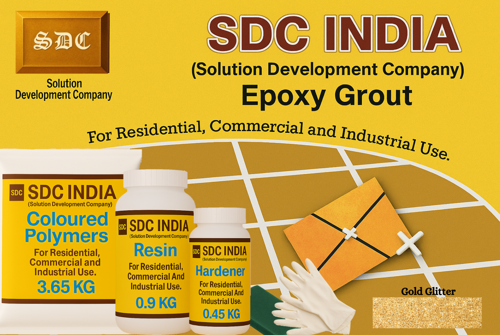 SDC India Gold Glitter Epoxy Grout 5KG Kit