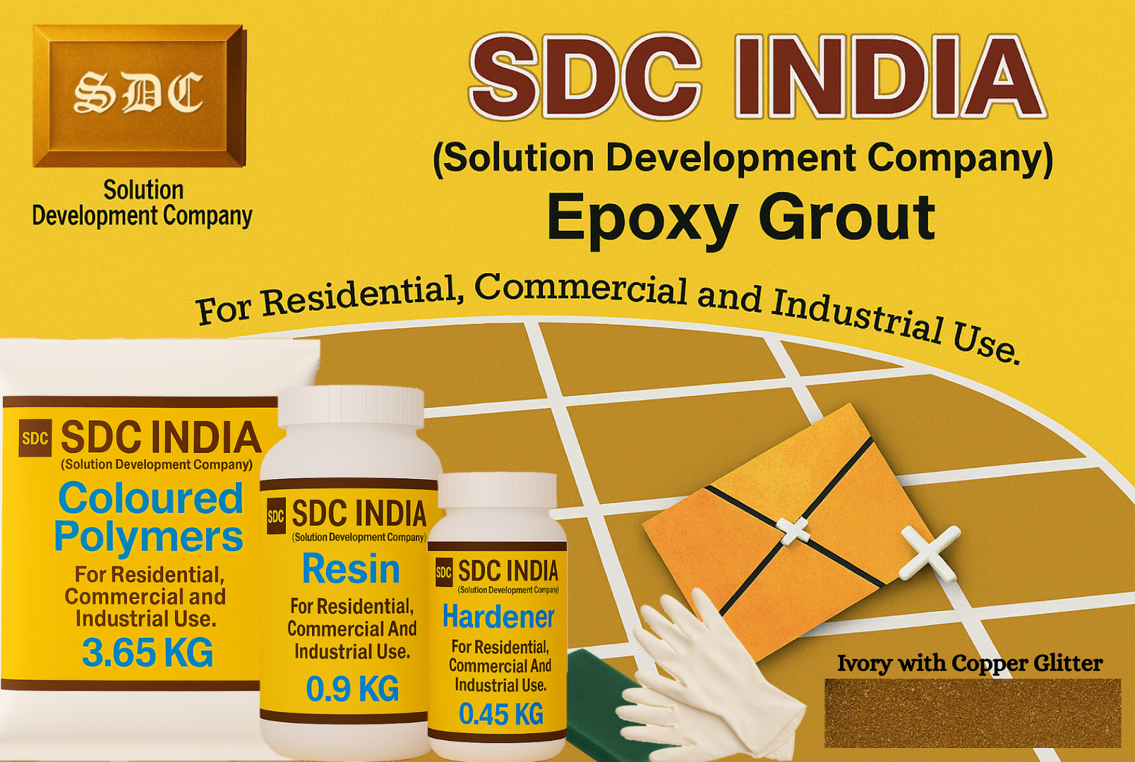 SDC India Ivory with Copper Glitter Epoxy Grout 5KG Kit