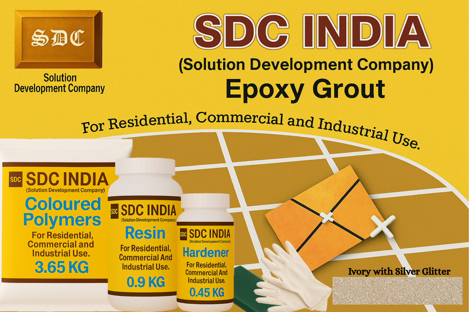 SDC India Ivory with Silver Glitter Epoxy Grout 5KG Kit