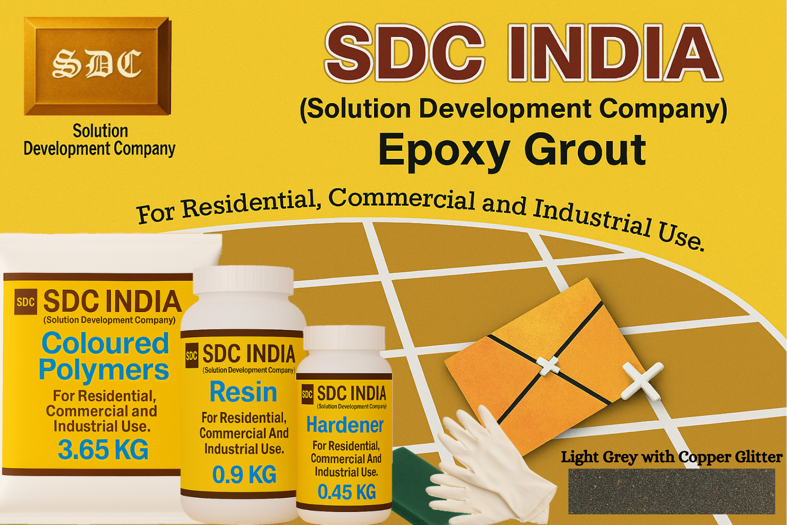 SDC India Light Grey with Copper Glitter Epoxy Grout 5KG Kit