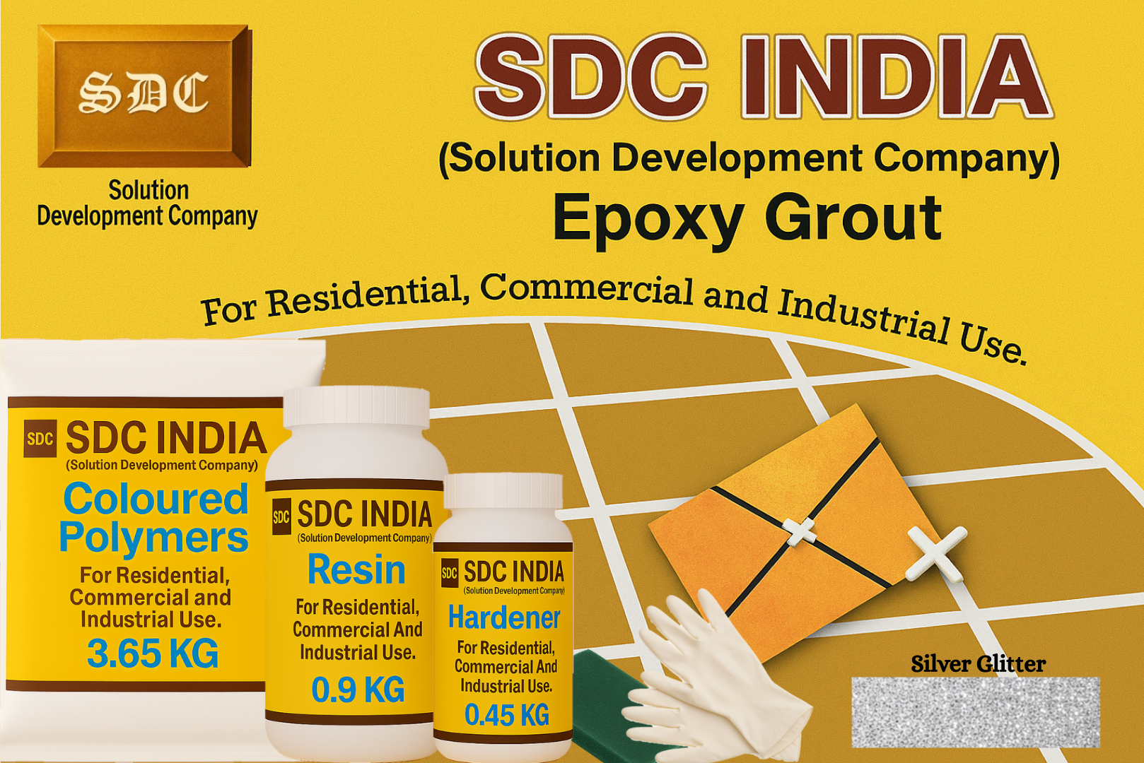 SDC India Silver Glitter Epoxy Grout 5KG Kit