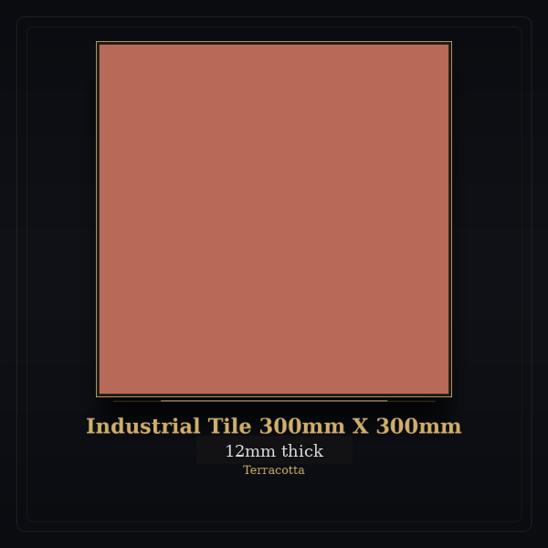 Industrial Tile 300mm X 300mm – Terracotta – 12mm Thick (Box of 8 Tiles)